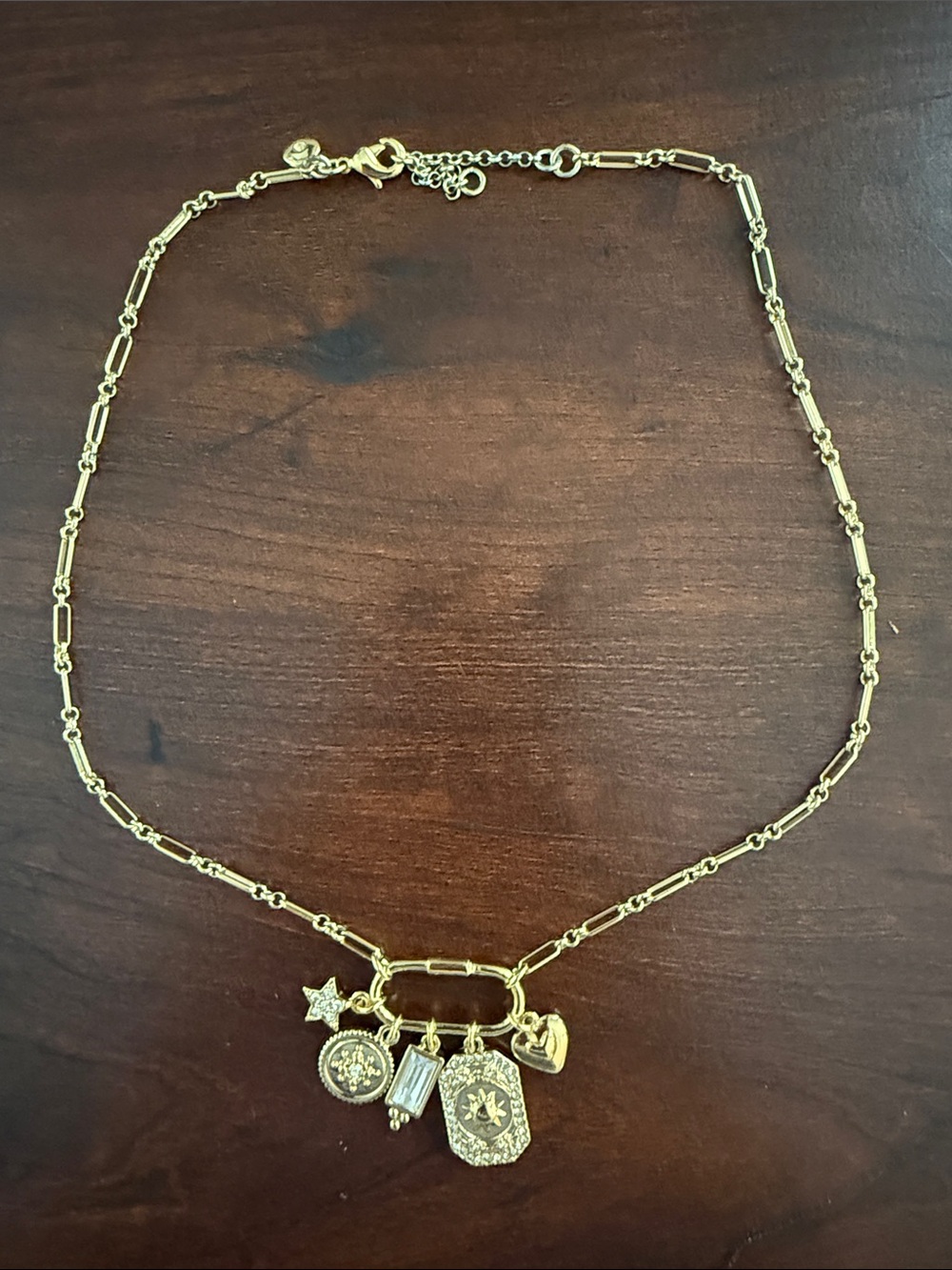 Jcrew Gold Charm Necklace with Mixed Pendant Charms - Women Jewelry